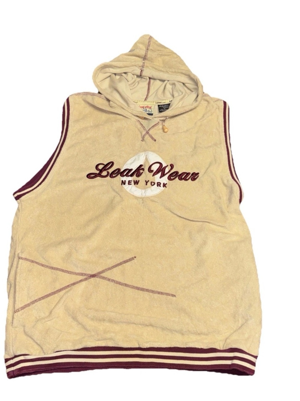 Vintage Leak Wear Pullover Sleeveless Hooded Y2K 90s Activewear XL Men’s